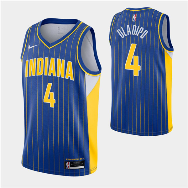 Men's Indiana Pacers #4 Victor Oladipo 2020-21 Royal City Edition Swingman Stitched Jersey